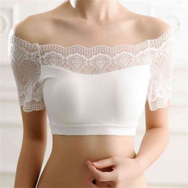 

summer bra ultra comfortable stretch polyamide jersey lace soft bralette crop white black retail wholesale, Black;white