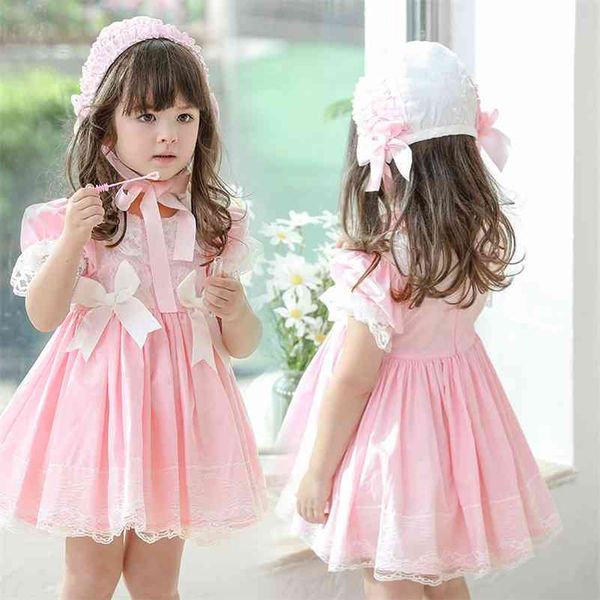 Baby Girl Spanish Clothes Bambini Lolita Princess Dress Abito in pizzo reale per ragazza 2021 Summer Robe Abito floreale per bambini 2-10 anni 210331