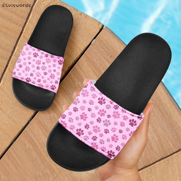 

pink animal footprint design women sandals summer casual non-slip ladies slippers slip-on pvc outside beach flip flop, Black