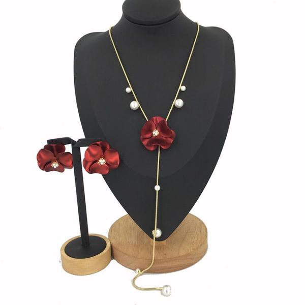 

earrings & necklace yuminglai 24k gold plated and 2 sets of jewelry set flower long brazil fhk11903, Silver