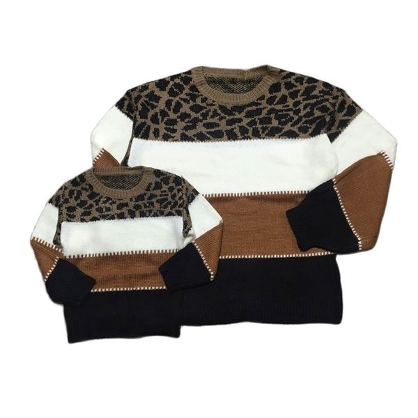 

girlymax fall winter mommy me sweaters mom daughter leopard 210724, Blue