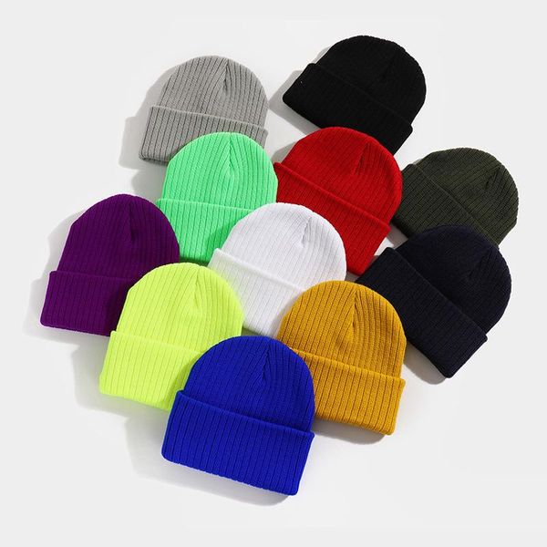 

beanies winter knitted hats for women skullies cap men beanie hat solid color caps casual warmer bonnet red