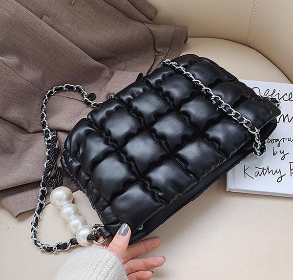 

space cotton black quilted retro large-capacity bag handbags women's 2021 style fashion all-match simple shoulder cross body