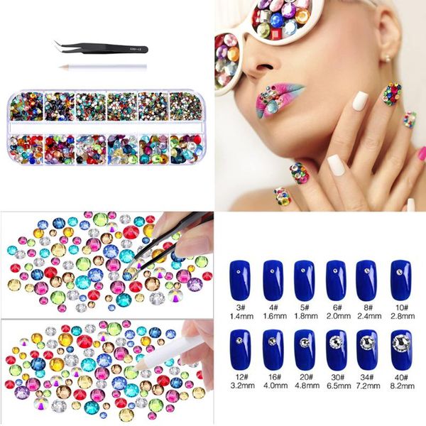 

nail glitter 12 grids art rhinestones gems diamonds craft jewelry decor supplies, Silver;gold