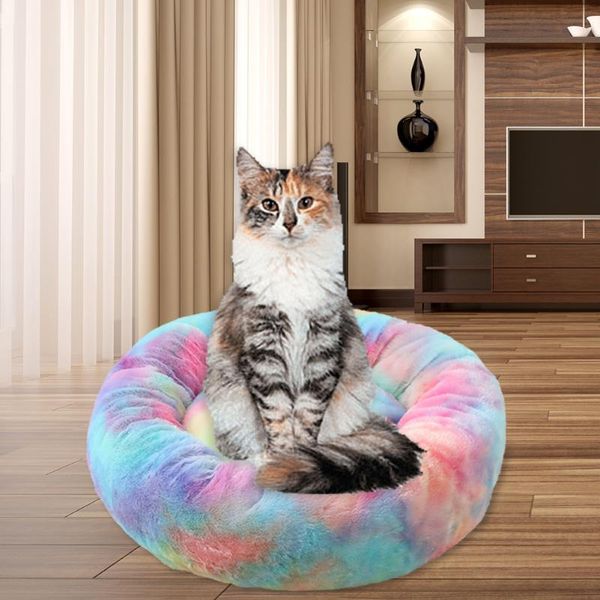 

cat beds & furniture round pet winter mat dog plush warm keeper set kennel soft puppy house home washable bed products