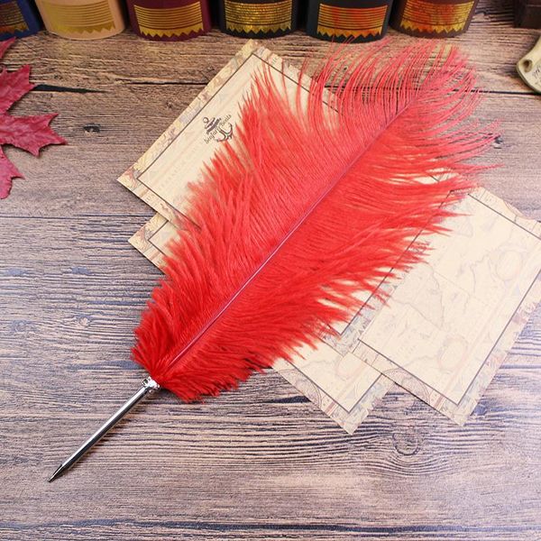 

ballpoint pens , red ostrich feather gift item,stationery pen, Blue;orange
