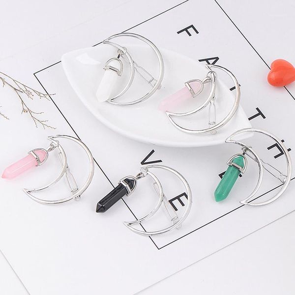 

hair clips & barrettes spring summer trend accessories alloy moon hexagonal column pendant charm hairpin, Golden;silver
