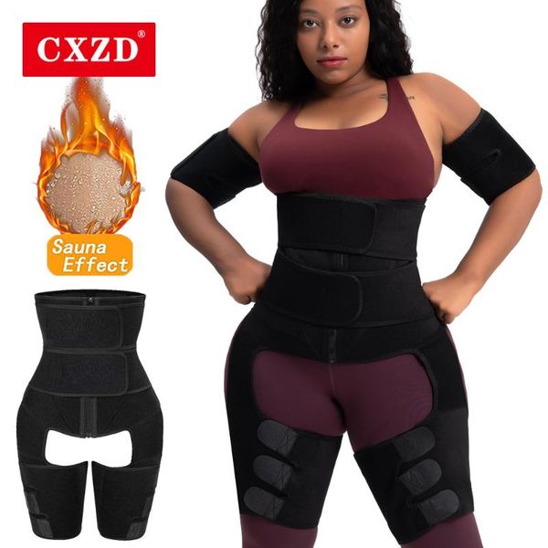 

women's shapers cxzd sweat sauna shaper 3 in 1 neoprene waist trainer and thigh trimmer women shapewear compression belt leg support bu, Black;white