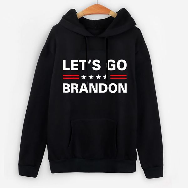 

let's go brandon letter print hoodie men's and women's streetwear fashion casual autumn, Black