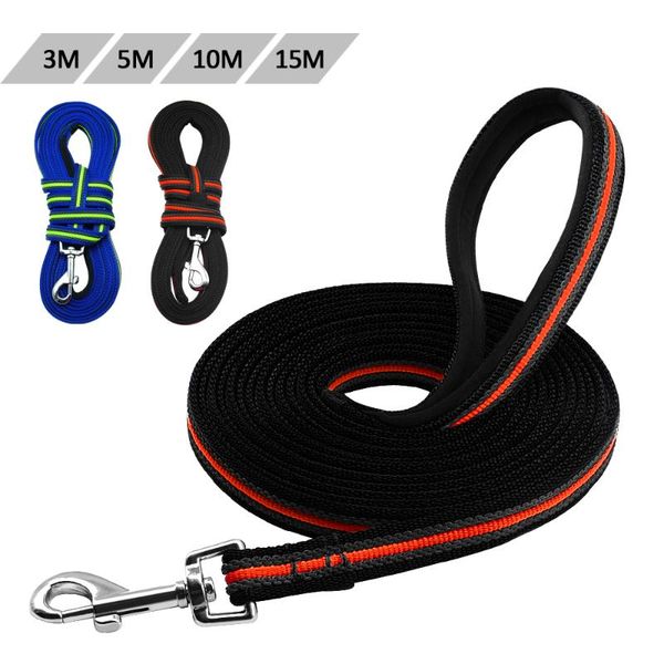 

tracking dog leash long leads non-slip nylon training walking 3m 5m 10m 15m for medium large dogs soft padded handle big collars & leashes