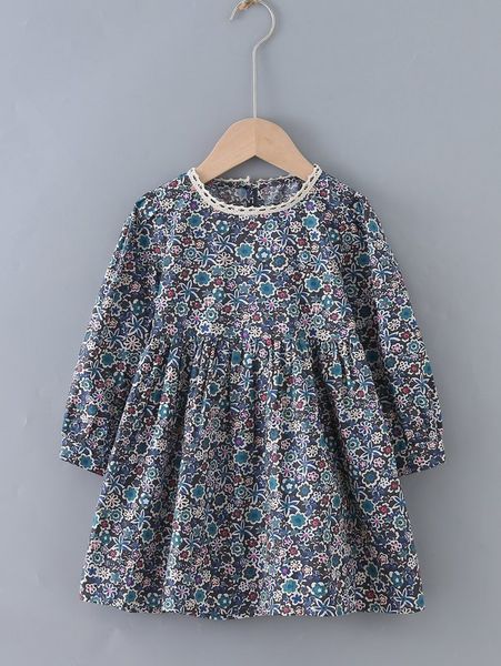 

toddler girls allover floral lace trim dress she, Red;yellow