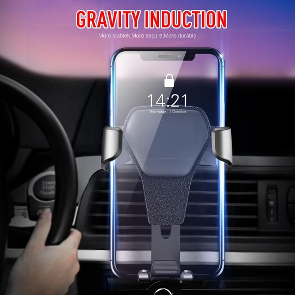 

universal anti-skid anti-fall anti-mobile phone scratching car air outlet gravity mobile bracket abs+pc material cell mounts & holders