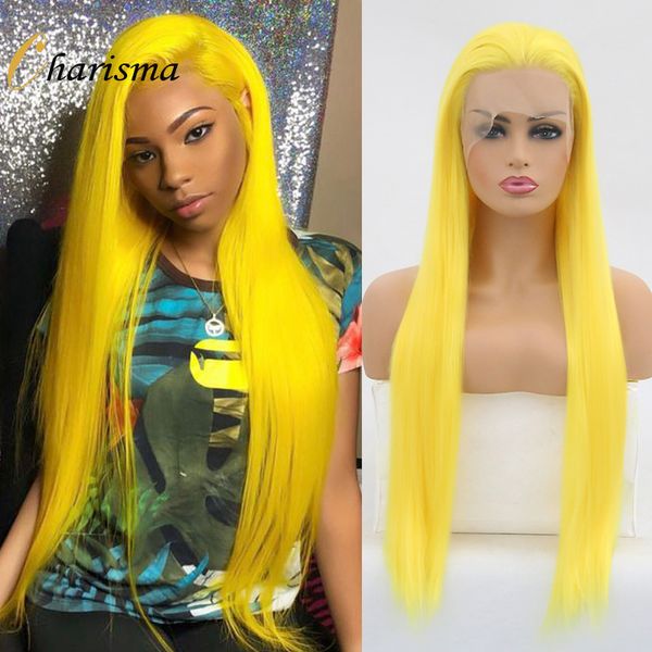 

costume accessories synthetic lace front wig for women yellow wigs long straight hair natural hairline high temperature fiber cosplay wigs, Silver
