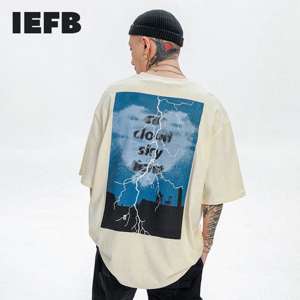 

iefb casual short sleeve print t-shirt for men summer fashion o-neck loose oversized tee for male streetwear 9y5313 210524, White;black