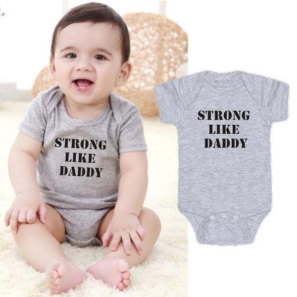 

rompers cotton short sleeve strong like daddy romper jumpsuit baby clothes summer gray born toddler infant boys girls, Blue
