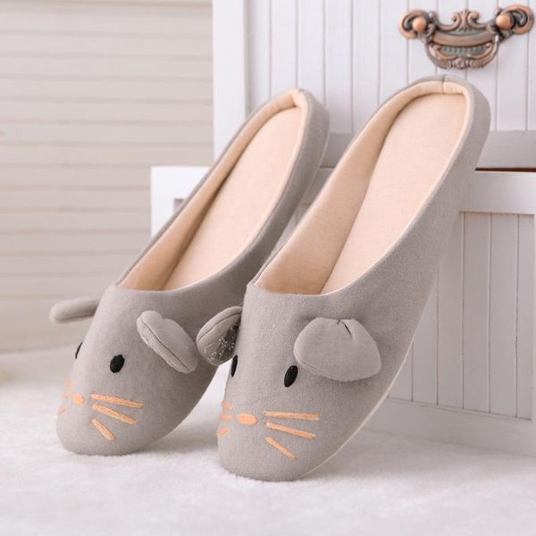 

slippers suihyung women indoor shoes autumn winter warmth home soft bottom female bedroom slides cute animals cartoon, Black
