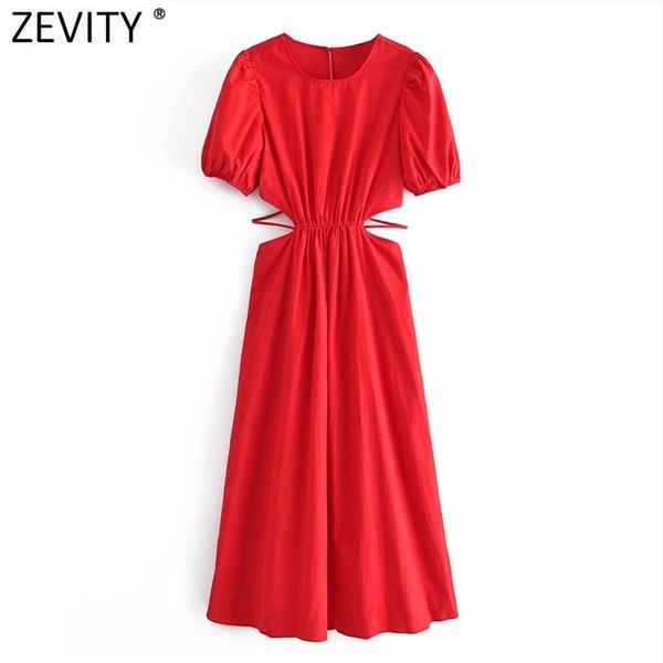 

women chic fashion hollow out poplin midi dress vintage elastic waist backless tied straps female dresses vestidos ds8295 210416, Black;gray