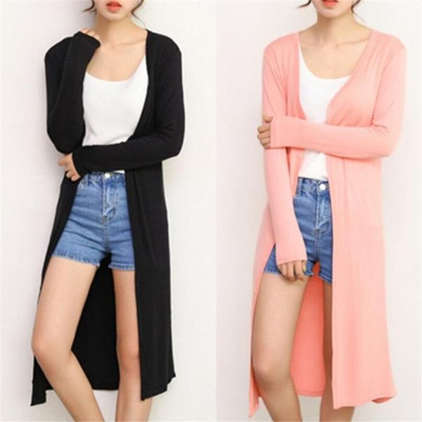 

women's knits & tees summer autumn 12 colors women modal long cardigan female cotton sweater cardigans sleeve casual coat ladies outerw, White