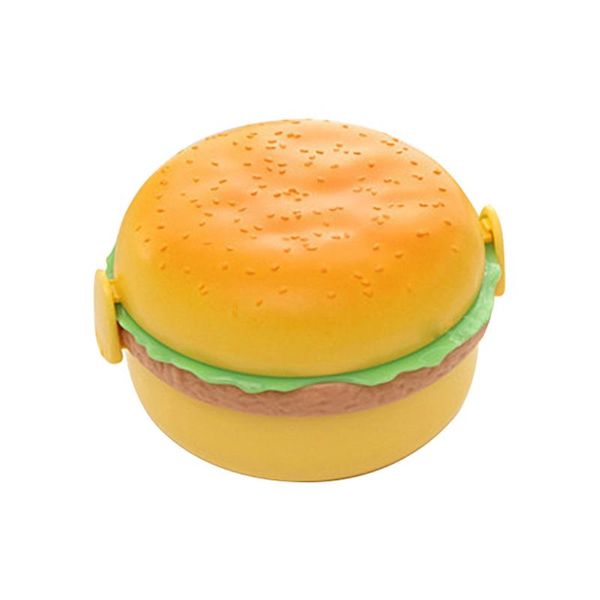 

kawaii children hamburger lunchbox with fork spoon kindergarten primary student container kids hasp burger lunch bento box dinnerware s sets