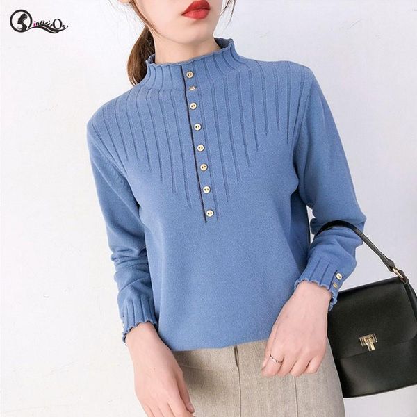 

women's sweaters sweater women pullovers simple turtleneck warm long sleeve cute knit button solid color casual loose, White;black