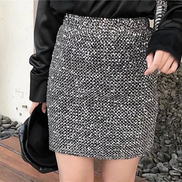 

skirts fashion women s1009t1 europe and the united states 2021 winter high waist knitted cold wind package hip half skirt 8381, Black
