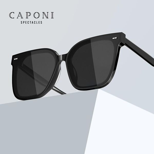 

sunglasses caponi fashion design trend sun glasses oversized frame style for men driving polaroid anti uv ray eyewear cp7465, White;black