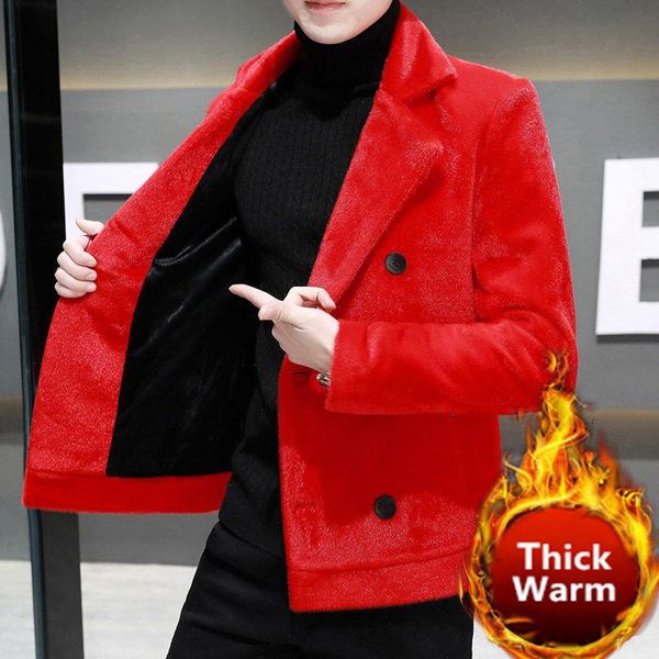 

men's wool & blends manteau homme hiver coat men abrigo largo hombre korean double breasted suit collar woolen jacket mens blend trench, Black