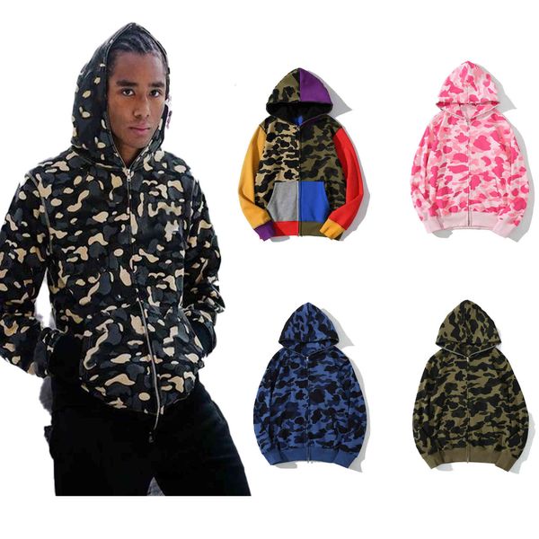 

european american men's hoodies fashion camouflage printing hoodie men pullover classic autumn winter thin plush mans womens coat, Black