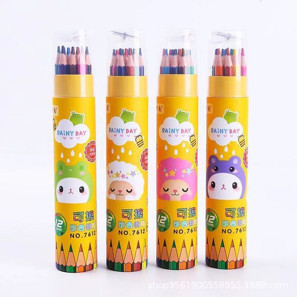 

painting pens zhongnan erasable pencil hexagon lead 12 24 color children's graffiti painting stationery, Black;red