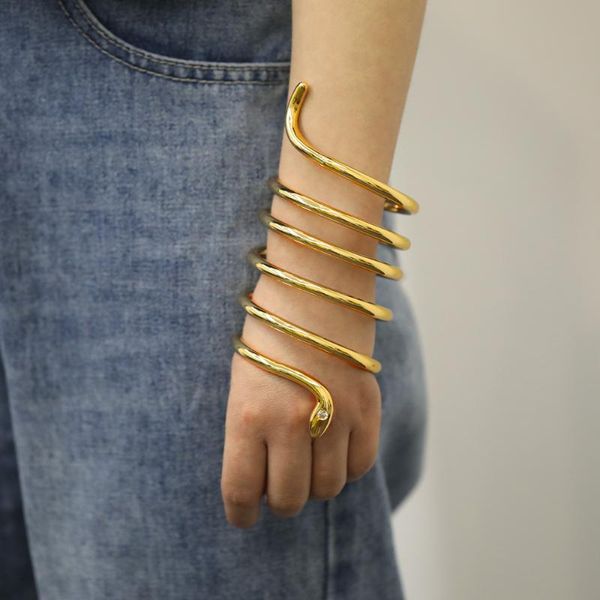 

bangle vintage hollow wide cuff bracelets bangles for women men statement gypsy big snake shape open fashion hand jewelry 2021, Black