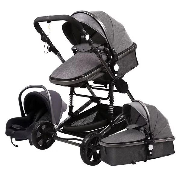 

baby stroller 3 in 1 high landscape reclining carriage foldable bassinet puchair born strollers#