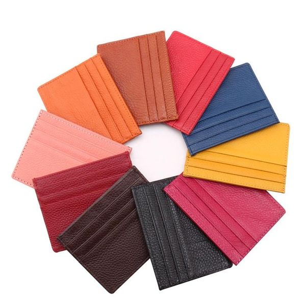 

card holders men's business pocket slim thin id money holder wallet women solid color pu multi-card, Brown;gray