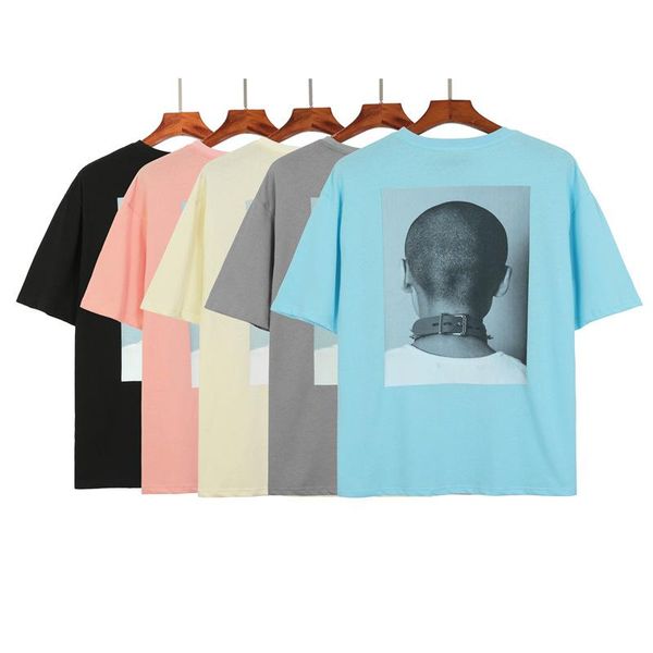

men's t-shirts fashion brand shaved head portrait printing short-sleeved t-shirt for men and women couples hip-hop, White;black