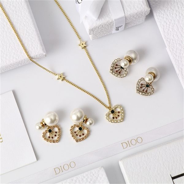 

86% off factory shopfamily peach heart female brass pearl necklace set high version, Golden