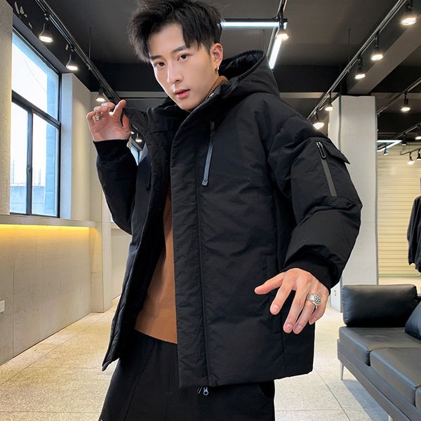 

winter down jacket short trend casual white duck warm men's bread, Black