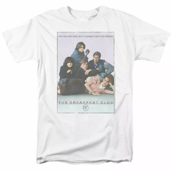 

the breakfast club bc poster t shirt mens licensed 80s classic movie tee white, White;black