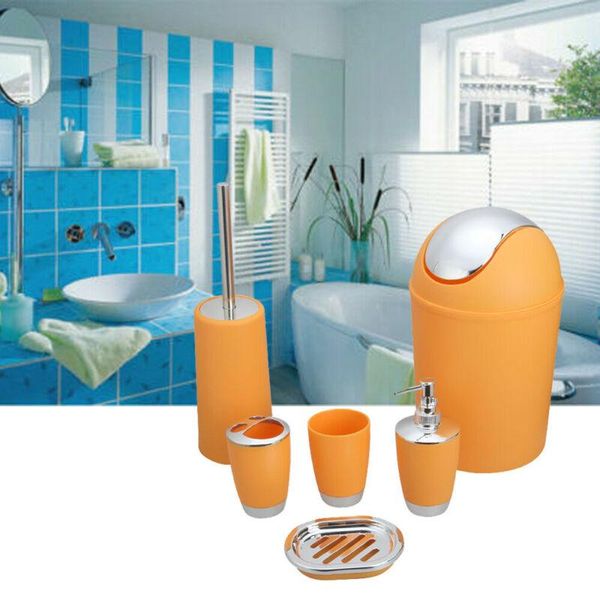 

bath accessory set 6pc bathroom accessories bin soap dispenser toothbrush tumbler toilet brush plastic products lot