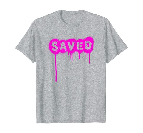 

saved - pink graffiti tag spray paint t-shirt, White;black