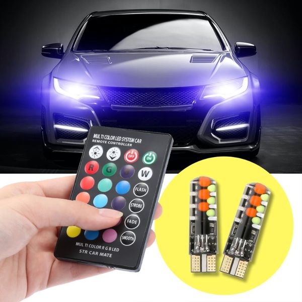 

smd rgb t10 194 168 w5w led remote controller car dome reading light automobiles wedge lamp bulb flash emergency lights