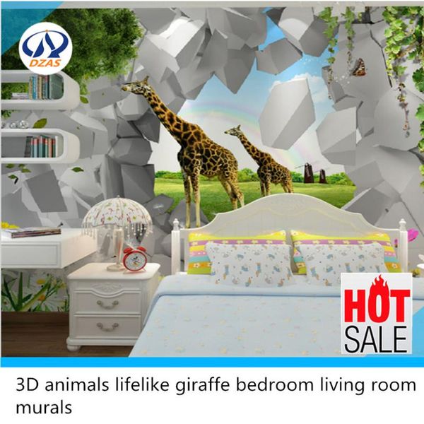 

wallpapers 3d animals lifelike giraffe bedroom living room dzas-ls murals