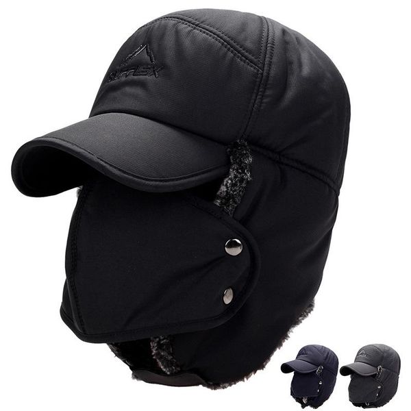 

1pc winter outdoor riding warm hat skiing windproof russian lei feng mouth cover earmuffs cap cycling caps & masks, Black