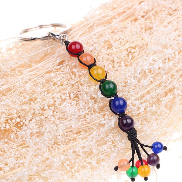 

key chain six color woven lgbt pride same rainbow tassel stone, Silver