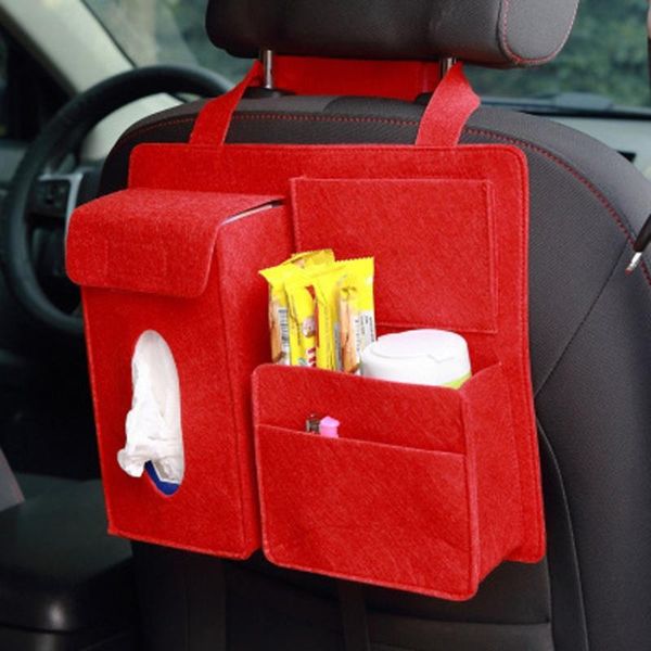 

car back seat storage bag organizer hanging paper towel mobile phone felt debris accessories