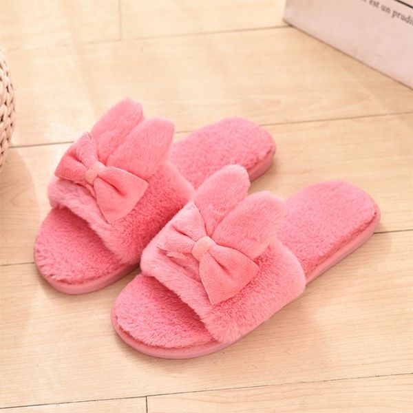 

slippers fashion women home indoor plush female flat shoes ladies comfortable soft fur slides chaussure femme, Black