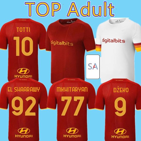 

roma soccer jersey zaniolo dzeko pastore rome totti kluivert kolarov 21 22 football shirt 2021 2022 men + kids kit uniforms maillot pellegri, Black;yellow