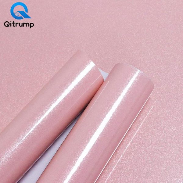 

wallpapers glossy solid color pink wallpaper waterproof oil-proof glitter wall stickers self adhesive kitchen cabinet furniture films