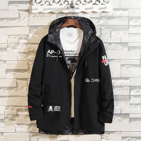

spring men's fattening plus size coat young fat medium length hooded windbreaker fashion jacket jackets, Black;brown