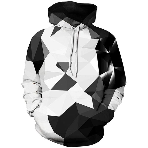 

square 3d printing hoodie visual impact party punk goth round neck american sweater hoodie, Black