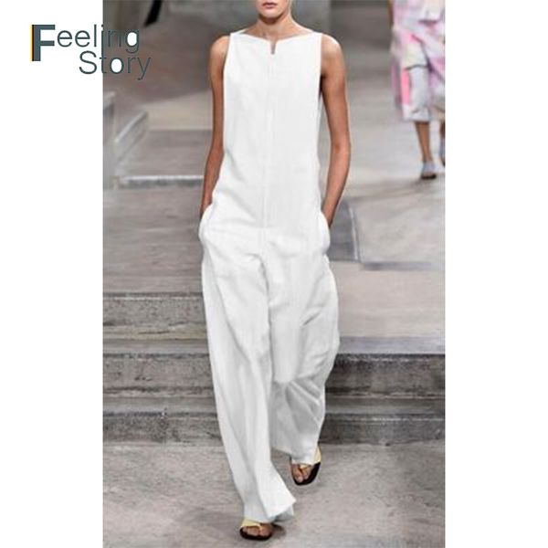 

women off shoulder jumpsuit summer sling white romper casual wide leg beach overalls pockets 210603, Black;white