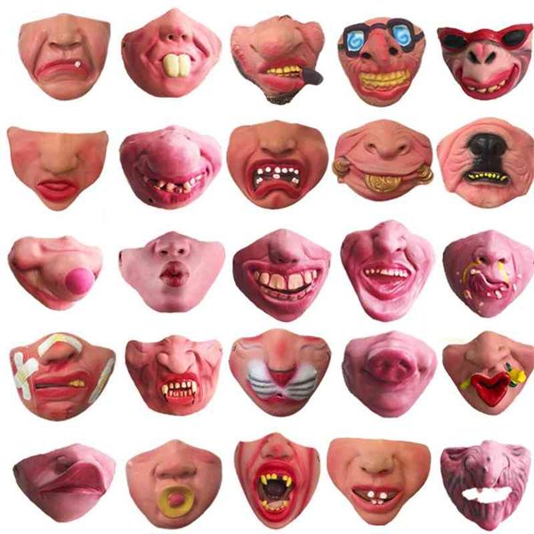 

masquerade ball halloween bar party supplies performance mask snot half face mask funny vampire latex